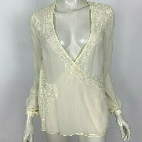 Haute Hippie Silk Lace Chiffon Wrap‎ Blouse Top - Picture 2 of 8